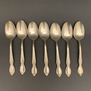 Wm Rogers International Silver Precious Mirror Silver-plate 6" Spoons Lot of 7